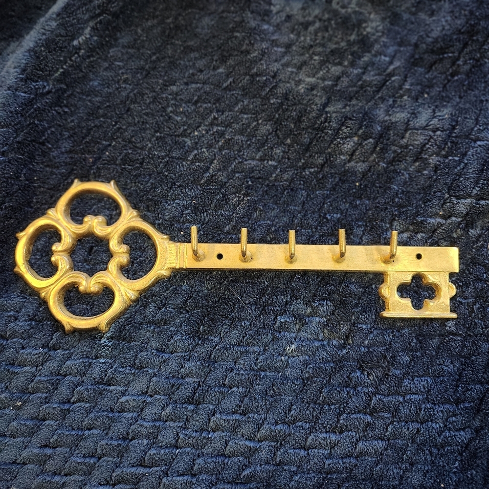 Vintage brass key holder Shaped Like A Skeleton Key
